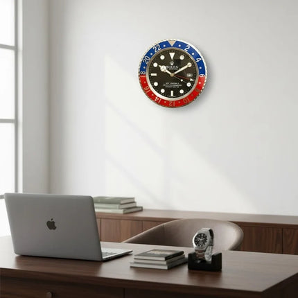 Luxury GMT Wall Clock – Elegant Rolex-Inspired Design