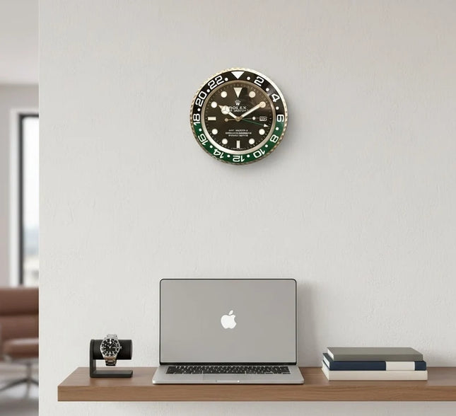 Luxury GMT Wall Clock – Elegant Rolex-Inspired Design