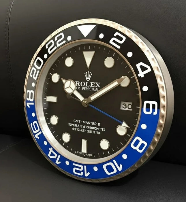 Luxury GMT Wall Clock – Elegant Rolex-Inspired Design