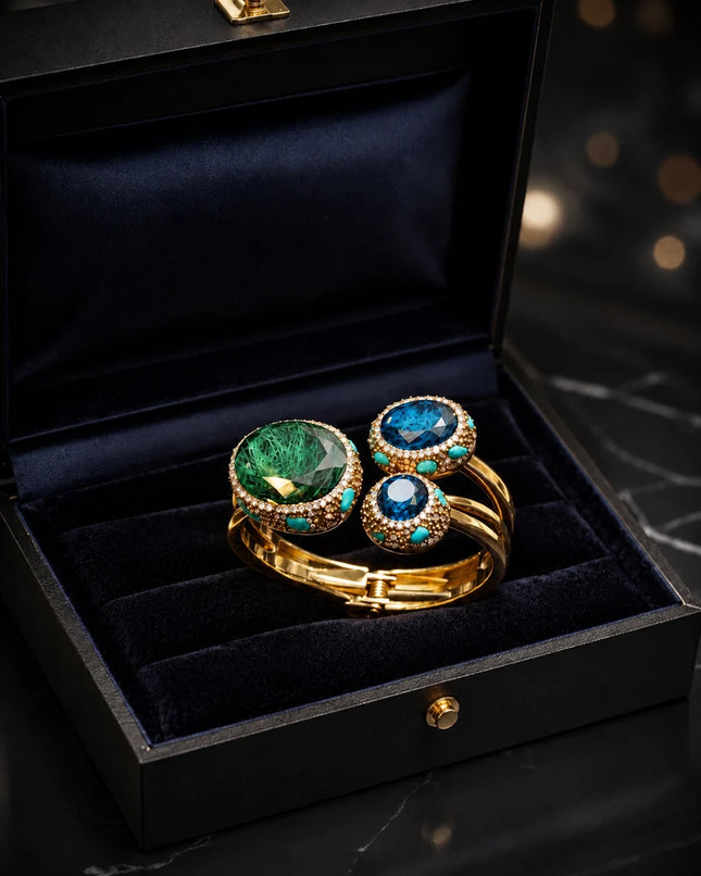 Luxury Gemstone Bypass Bangles – Elegant & Stylish Jewelry