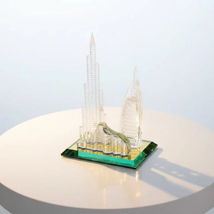 Dubai Burj Al Arab & Skyline Crystal Souvenir – Elegant Decorative Gift