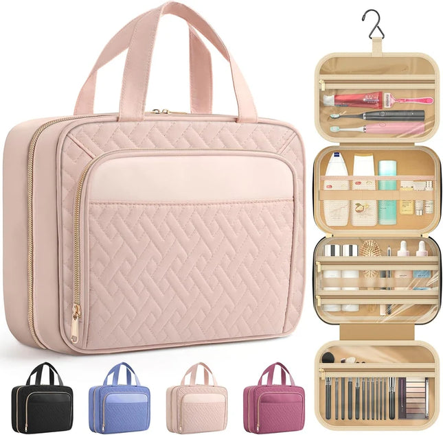 Large Travel Cosmetic Bag with Waterproof Hanging Hook - Top Selling